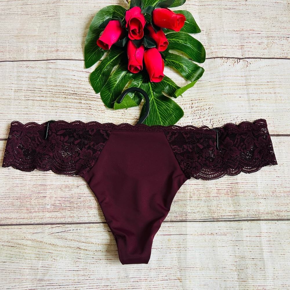 Joyspun Women’s Burgundy Lace Thong Underwear Size L NWOT